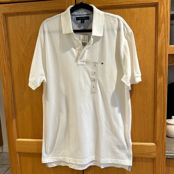 Tommy Hilfiger White Short Sleeves Button Polo shirt Men size L NEW - Picture 3 of 14